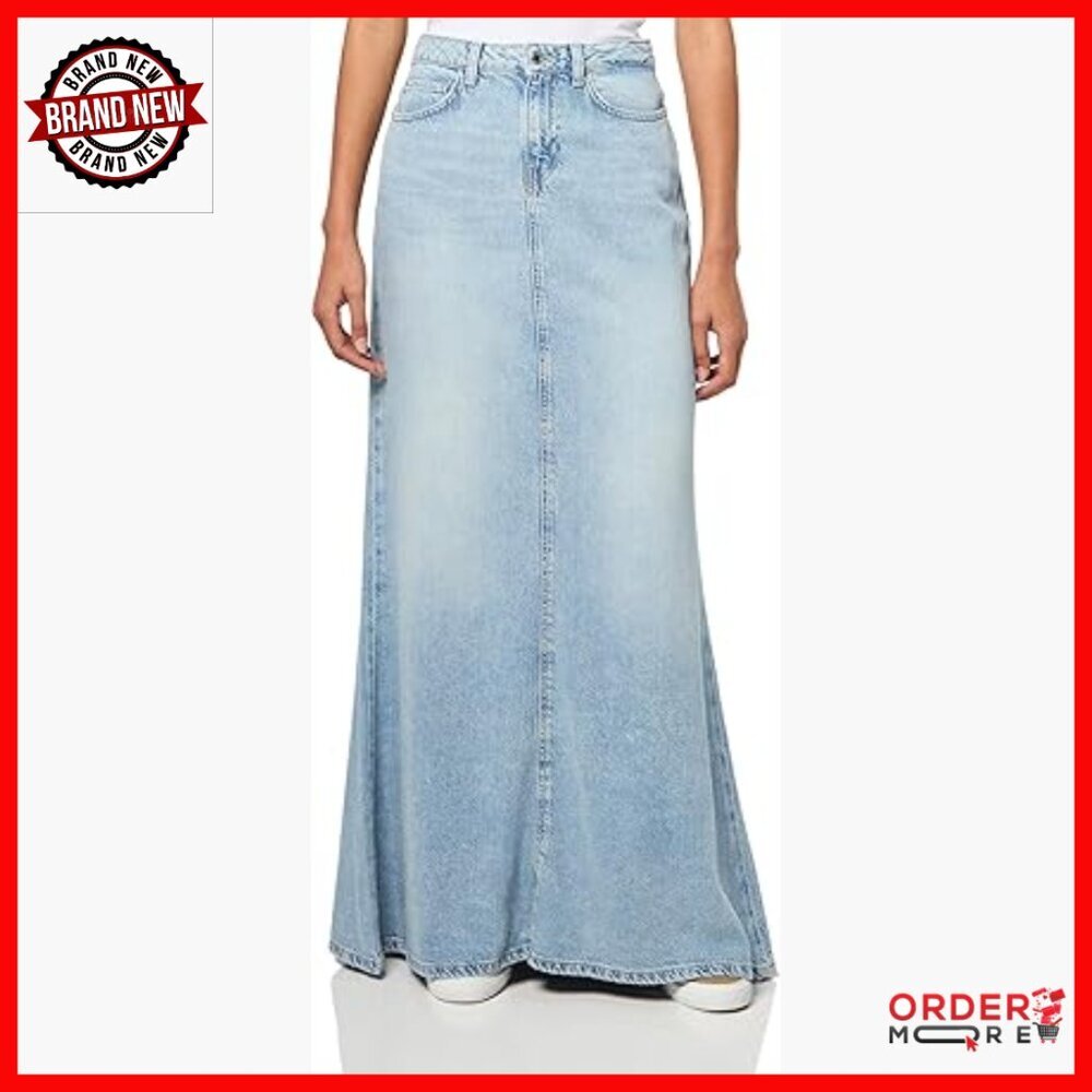 Denim Maxi Skirt High Rise Eco Lyocell Casual Summer Flare - Picture 1 of 3